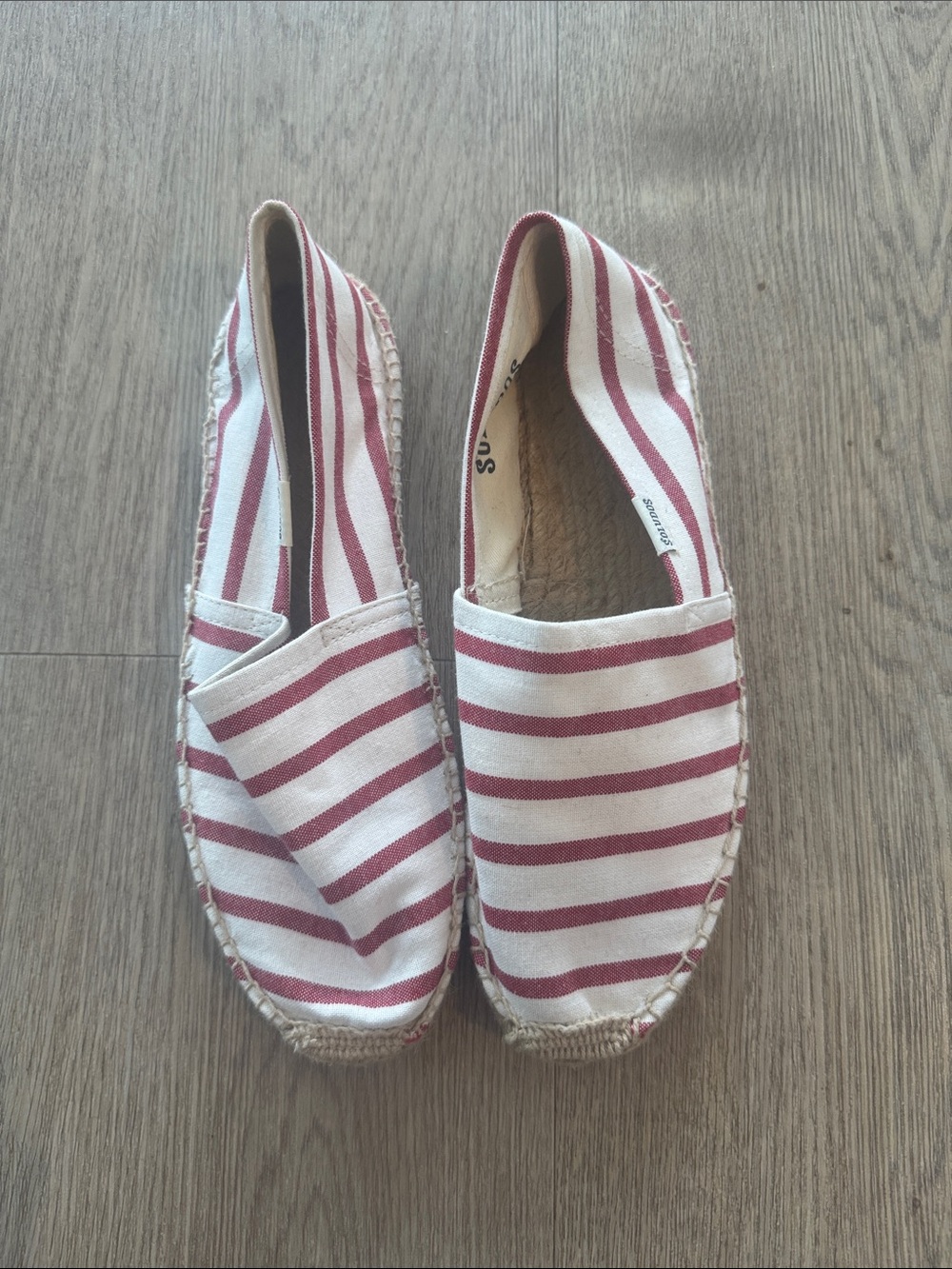 Solids Striped Red and White Espadrille Slip-Ons